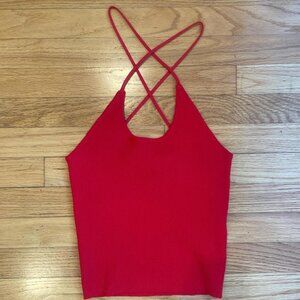 ZARA Cherry Red Cross Front Tank